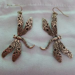 Gold/Bronze Dragonfly Earrings